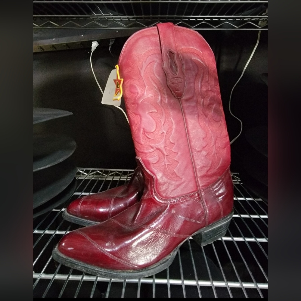 Los Altos Raspberry EEL skin boots new 10.5